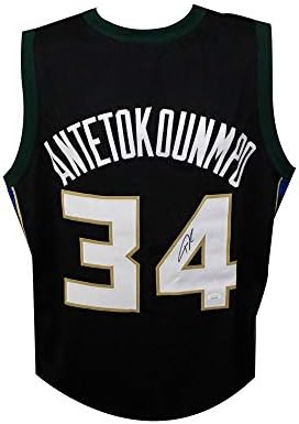 Giannis Antetokounmpo İmzalı Milwaukee Bucks Özel Siyah Basketbol Forması-JSA COA
