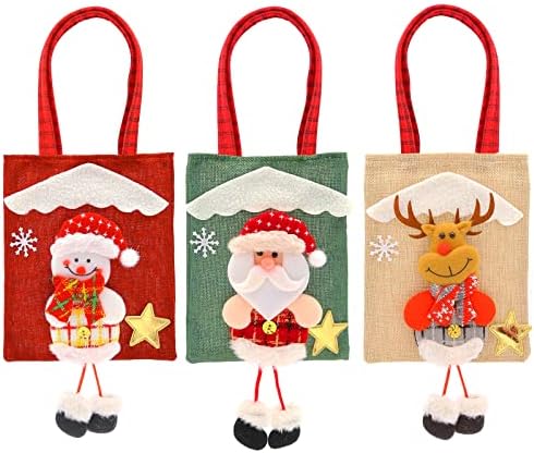 Tvvcalk 3 Paket noel hediyesi Çanta, 3D Noel El hediye çantası, Yeniden Kişiselleştirilmiş En İyi Hediye için Noel