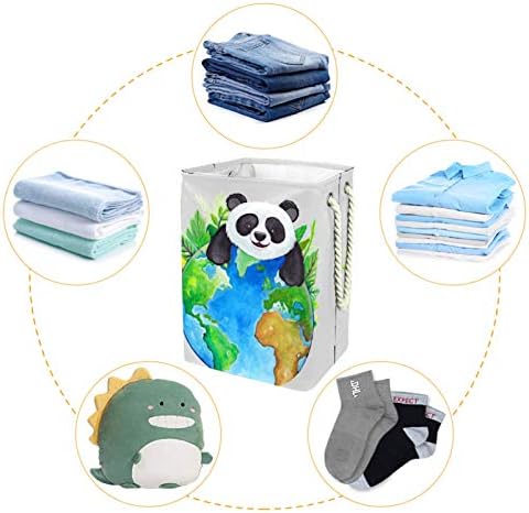 DEYYA Su Geçirmez çamaşır sepetleri Uzun Boylu Sağlam Katlanabilir Sevimli Panda Toprak Baskı Sepeti Yetişkin Çocuklar