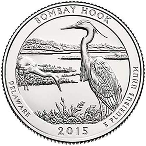 2015 P BU Bombay Kancası Delaware Ulusal Parkı NP Çeyrek Seçimi Dolaşımsız ABD Darphanesi