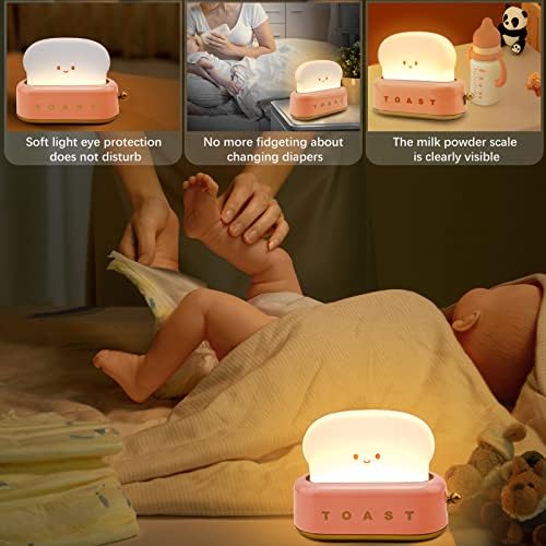 Dekor Tost Makinesi Gece İşığı Lambası Şarj Edilebilir Küçük Lambalar Gülümseme Yüz Sevimli tost ekmeği Şekli Dekor