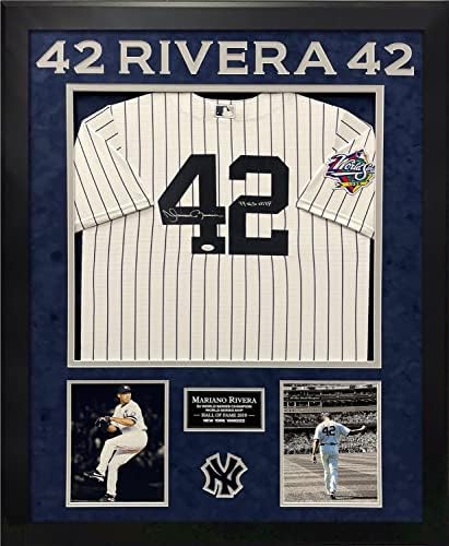 Mariano Rivera İmzalı Forma New York Yankees Beyaz Yazıtlı 99 WS MVP “32×40 İmzalı MLB Formaları