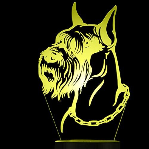 Jınnwell 3D Köpek Hayvan Gece Işığı Lambası Illusion Led 7 Renk Değiştirme Dokunmatik Anahtarı Masa Masa Dekorasyon