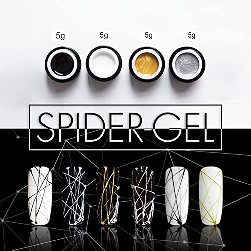 4 Renkler Örümcek Jel Tırnak Sanat için, Boyama Elastik Çizim Örümcek Jel kapalı Islatın UV LED Jel Cila, tırnak Sanat