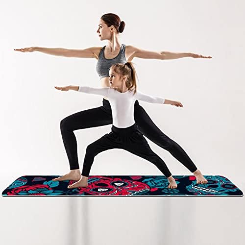 Siebzeh Mavi ve Kırmızı Kafatası Premium Kalın Yoga Mat Çevre Dostu Kauçuk Sağlık ve Fitness Kaymaz Mat Her Türlü