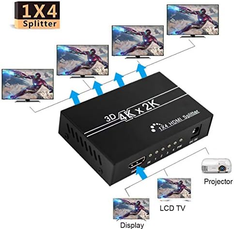 Wiistar HDMI dağıtıcı 1 in 4 Out 4K@30Hz Tam HD1080P HDMI1. 4 Ses Video Dağıtıcı Dağıtıcı 1x4 ile Uyumlu Xbox PS3