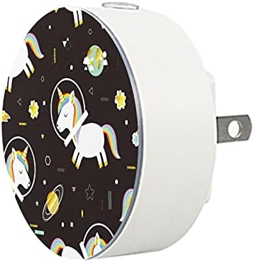2 Paket Plug-in Gece Lambası LED Gece Lambası Unicorn Astronot Alacakaranlıktan Şafağa Sensörü Çocuk Odası, Kreş,