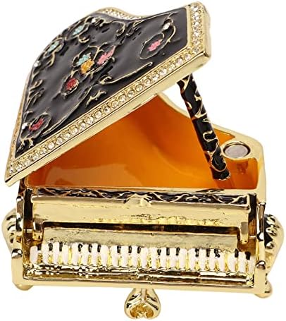Cyrank Piyano Biblo Kutusu, Emaye Piyano Tasarımı Menteşeli Küçük Biblo Kutusu Rhinestones ile Dekoratif Mücevher