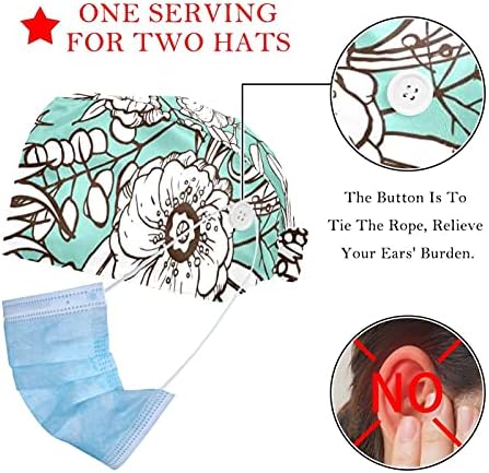 DEYYA 2 Paket Zarif Kuğu Pembe Ayarlanabilir çalışma kapağı Düğme ile Ter Bandı Hemşireler için Kadın At Kuyruğu Şapka