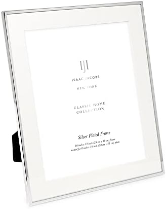 Isaac Jacobs 10x12 (Keçeleşmiş 8x10) Gümüş Metal Resim Çerçevesi, Masa Üstü ve Asma Teşhir için Üretilmiş Klasik Metal