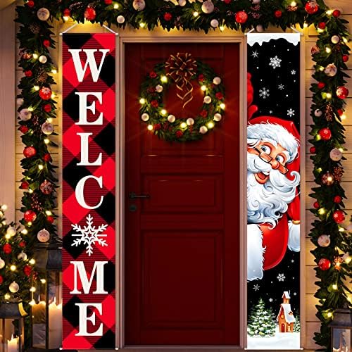 Noel Sundurma İşareti Afiş Kış Karşılama Ön Sundurma Afiş Merry Christmas Kardan Adam Noel Baba Kapı Afiş Noel Tatili
