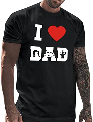 UBST babalar Günü Erkek kısa kollu tişörtler, 2022 Yeni Yaz Babamı Seviyorum Baskı Slim Fit Temel Üstleri Crewneck