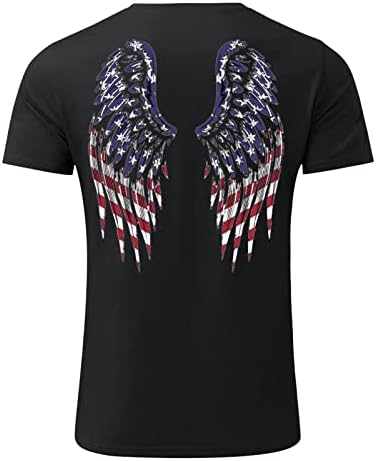 UBST Bağımsızlık Günü Kısa Kollu T-Shirt Erkekler için, yaz Kanat Baskı Slim Fit Crewneck Temel Rahat Vatansever Tee