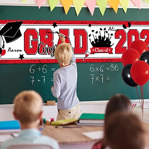 Kırmızı ve Siyah Mezuniyet Süsleri 2023 Sınıfı 20 Adet Süslemeli Yarda Tabela Afiş Süsleri Balonlar Mezuniyet Afişi