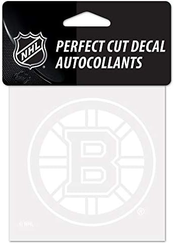 WinCraft NHL Boston Bruins 4x4 Mükemmel Kesim Beyaz Çıkartma, Bir Boyut, Takım Rengi