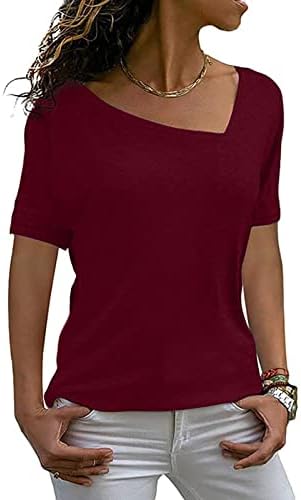 kadınlar için Uzun Kollu Üstleri Kadınlar için Kısa Kollu Yaz Moda Rahat Katı baskılı tişört Gömlek Renk Bloğu V