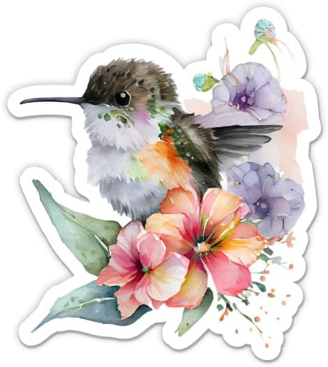Hummingbird Sticker-3 laptop etiketi - Su Geçirmez Vinil Araba, Telefon, Su Şişesi-Renkli Güzel Çiçek Çıkartması