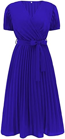 Kulywon Kadın Yaz Elbiseler 2023 Casual Wrap V Boyun Dantelli Kısa Kollu Maxi Elbise Yüksek Bel Bir Çizgi askı elbise