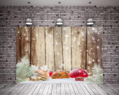 5X3ft Noel Ahşap Arka Plan Bulanık Flaş Ahşap Arka Plan Noel Çam Dalları Kar Sahne Aile Noel Partisi Arka Planında