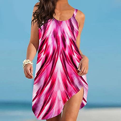 Kadınlar için yensiz Rahat Plaj, Kadınlar için Yaz Elbiseler Moda Sundress Kolsuz Casual Boho Mini Tank Elbise