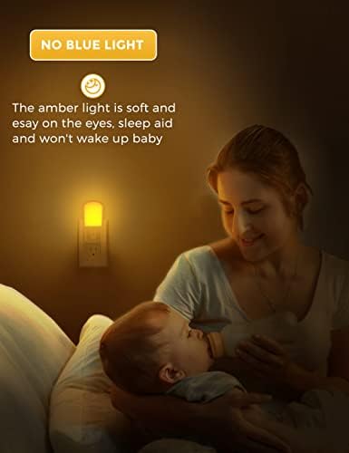 LOHAS Amber Gece Lambası, Alacakaranlıktan Şafağa Sensörlü Sarı Gece Işığında Kısılabilir Fiş, Yatak odası için Çocuk