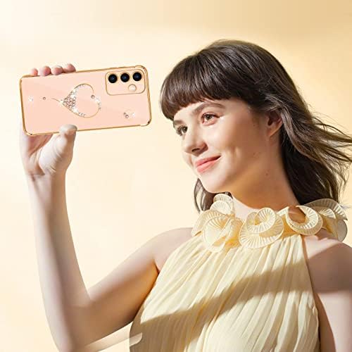 Petıtıan ıçin Samsung Galaxy A14 5G Durumda, Sevimli Kadın Kızlar Bling Glitter Kalp Tasarlanmış Telefon Kılıfları