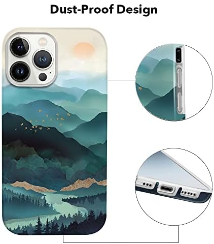 Lapac iPhone 14 Pro ile Uyumlu Peyzaj Kılıfı 6.1 inç 5G 2022, iPhone 14 Pro için Sis Dağı Tasarım Kılıfı, Yumuşak