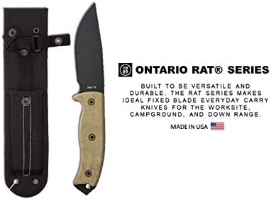 Ontario Bıçak Şirketi 8667 Rat-5, Siyah Naylon Kılıflı Düz Kenar, Bir Boyut