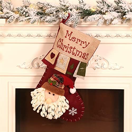 Aetygh 3 Paket Noel Çorap, Sherlock Noel Figürü Kişiselleştirilmiş Noel Çorap, Merdiven Şömine Asılı noel ev dekoru