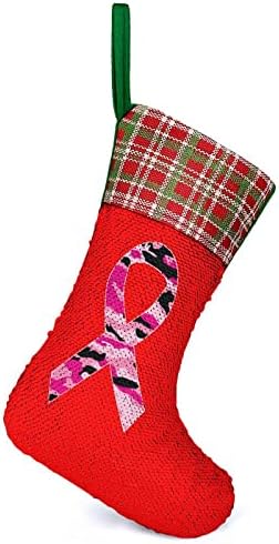 Pembe Kurdele Kamuflaj Pullu Noel Tatili Çorap Geri Dönüşümlü Renk Değiştiren Büyülü Stok Noel Ağacı Şömine Asılı
