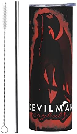 UNSUYU Anime Devilman Crybaby Paslanmaz Çelik Yalıtımlı Kahve kapaklı kupa Ve Payet Çift Duvar Vakum Kupalar seyahat