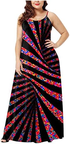 Bayan Yaz Güneş Elbiseler Uzun Spagetti Kayışı Kolsuz Çiçek Casual Uzun Maxi Elbise Cepler ile Kadınlar için