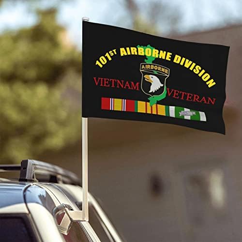 101st Havadan Bölümü Vietnam Veteran Çift Taraflı Araba Bayrağı Araba Pencere Araç Bayrağı Çoğu Araç Penceresi İçin