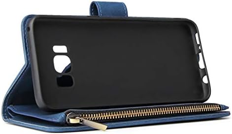 Telefon Kılıfları Galaxy S8 Retro Buzlu Folio Kapak Kılıf Kart Yuvası ve Tutucu ve Fermuar Cüzdan ve Fotoğraf Çerçevesi