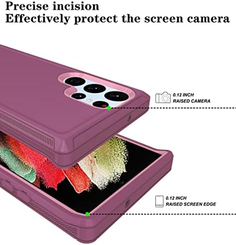 Lens Kamera Koruyucu ile Samsung Galaxy S23 Ultra Kılıf için Qinmay, Samsung S23 Ultra Kılıf 3 Katmanlı Ağır Gövde