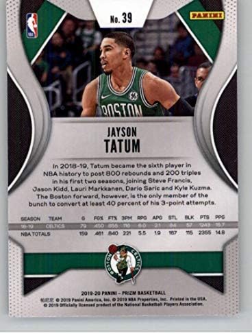 2019-20 Prizm NBA 39 Jayson Tatum Boston Celtics Resmi Panini Basketbol Ticaret Kartı