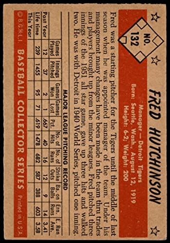 1953 Okçu 132 Fred Hutchinson Detroit Kaplanları (Beyzbol Kartı) Dekanın Kartları 2-İYİ Kaplanlar