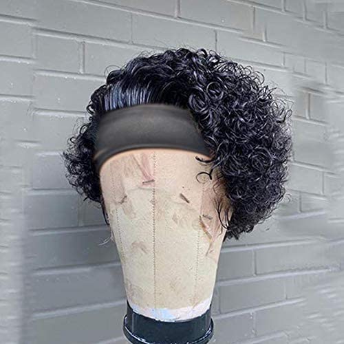 Alcobı Kafa Bandı Kısa Peri Kıvırcık Bob Yok Dantel ön Peruk Makine Yapımı tam insan saçı Yok Dantel Peruk Kadınlar