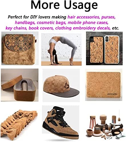 YILEFU Yumuşak Doğal Gerçek Mantar Kumaş Ahşap Tahıl Deri Kumaş Paketi Cüzdan Çanta Ayakkabı - DIY El Sanatları Projesi