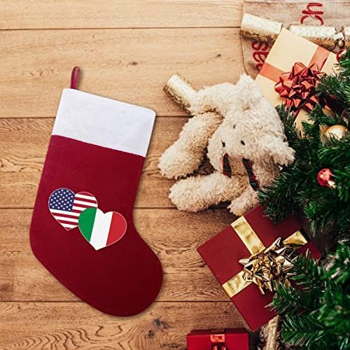 Amerikan italyan Bayrağı Noel Çorap Noel Ağacı Şömine Asılı Çorap Kısa Peluş Manşet Dekorasyon Ev Tatil Partisi için