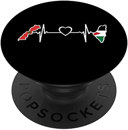 Filistin Fas Bayrağı Gömlek Filistin Fas Kalp Atışı PopSockets Değiştirilebilir PopGrip