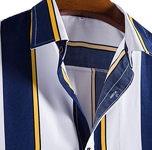 GDJGTA Bluz Renkli Yaz erkek gömleği Kısa Kollu Gevşek Şerit Düğmeler Casual erkek Bluz Erkek T Shirt
