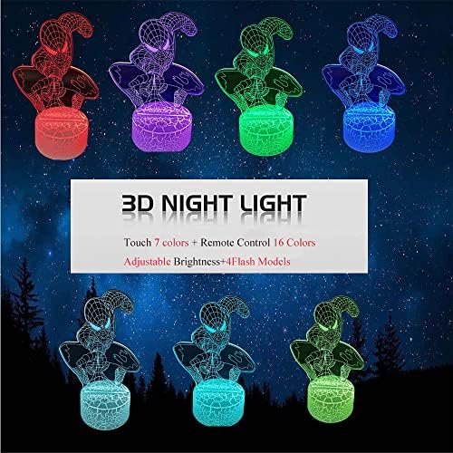 Hasdlga 3D Illusion LED Lamba, Çocuklar için Gece Lambası, 16 Renk Değiştirme Dokunmatik ve Uzaktan Kumanda Süper