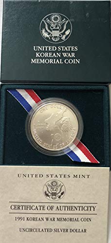 1991 D Gümüş Kore Savaşı Anıtı ABD Orijinal ambalajında Gelir Dolar Dolaşımsız ABD Darphanesi