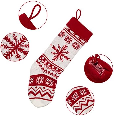 Noel Çorap 4 Paket, 18 inç Büyük Örme Noel Çorap Şömine Merdiven Ağacı Asılı Dekorasyon Aile Parti Dekor