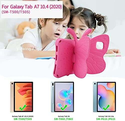 Simicoo Samsung Tab A7 10.4 Çocuk kılıf Samsung Tab A7 T500 Sevimli Kelebek Kılıf Standı ile Çocuk Kız için Hafif