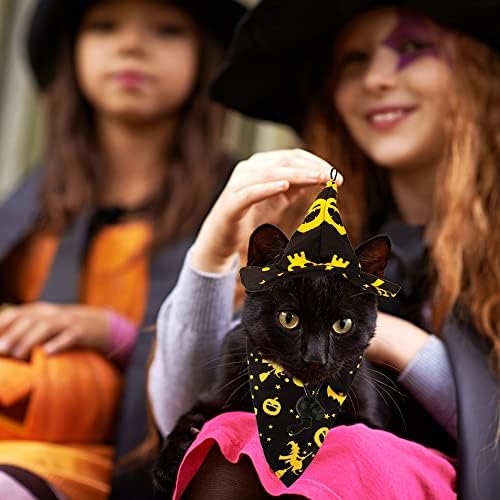 Towowl Kedi Cadılar Bayramı Kostümleri Sadece kediler için 4 Adet Kedi Kostümü, Kedi Cadılar Bayramı Bandana Cadı