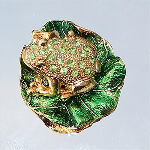 Vals ve F Lotus yeşil elmas kurbağa El Boyalı Emaye Dekoratif Menteşeli Takı Hayvan Biblo Kutusu