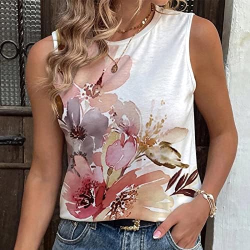 lcepcy Çiçek Baskı Tankı Üstleri Kadınlar için Kolsuz Casual Gevşek Grafik Tees 2023 Yaz Moda Dışarı Çıkmak Gömlek