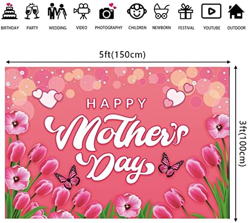 Mutlu anneler Günü Afiş Süslemeleri Anneler Günü Bayrağı Açık 5x3ft, Kapalı Ev Ev Dekor Parti Malzemeleri için Anne